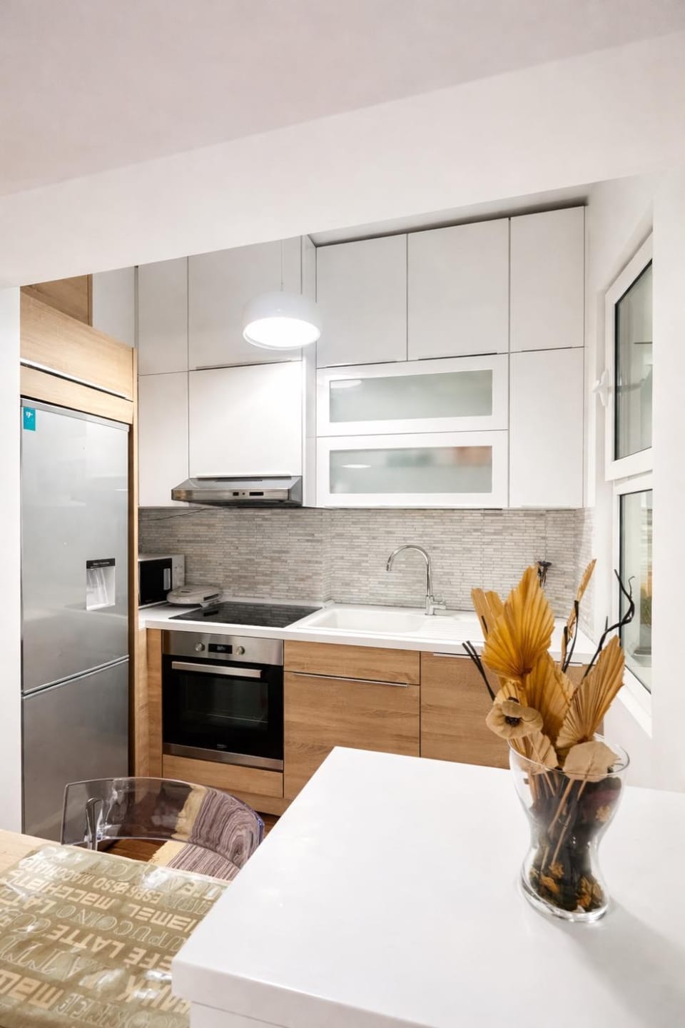 Kitchen or kitchenette, oven, stove