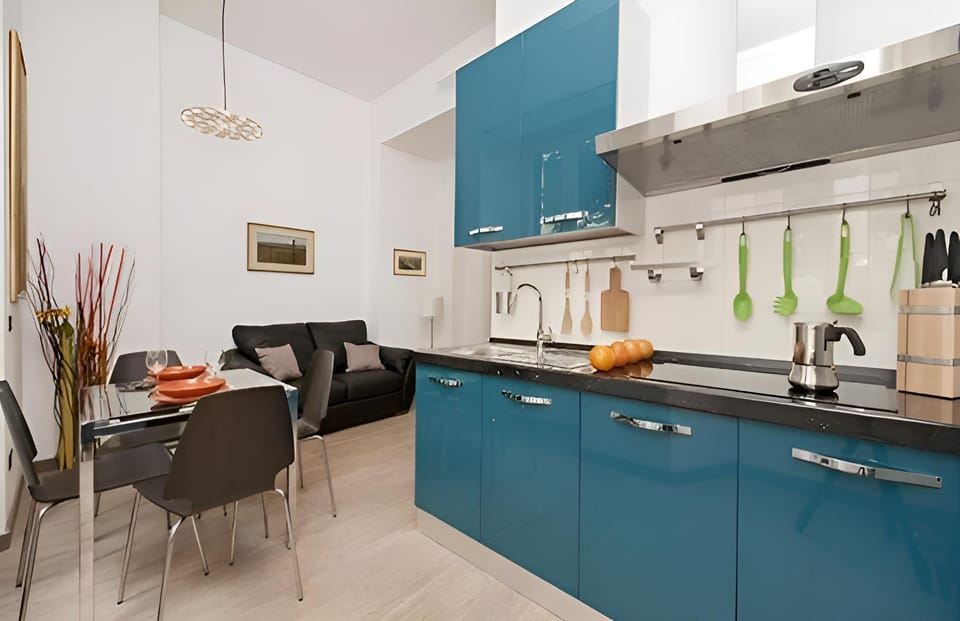 Kitchen or kitchenette, Living room, Dining area, stove