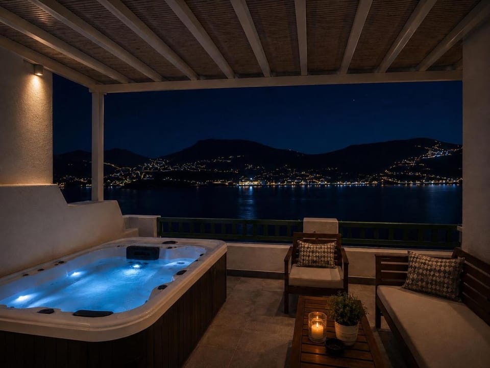 Night, Natural landscape, Hot Tub