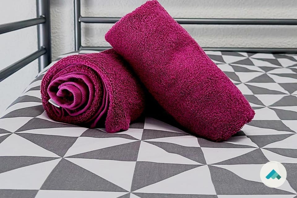 Bed, Photo of the whole room, Bedroom, towels