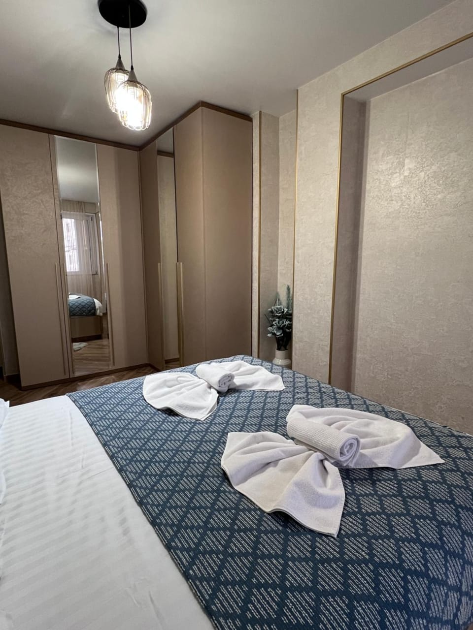 Bed, Photo of the whole room, Bedroom, towels, wardrobe