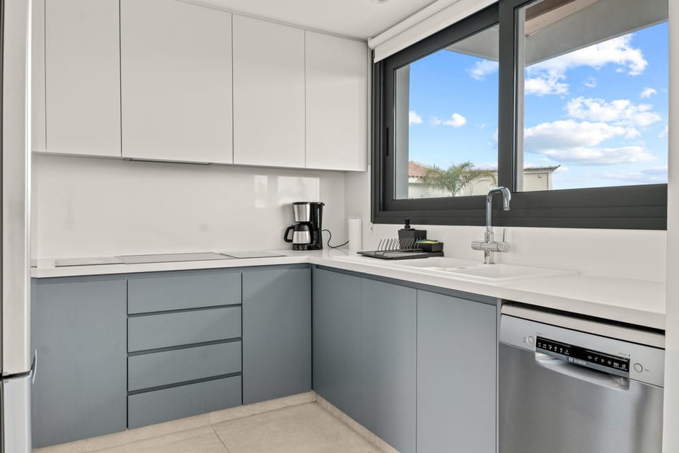 Kitchen or kitchenette, stove