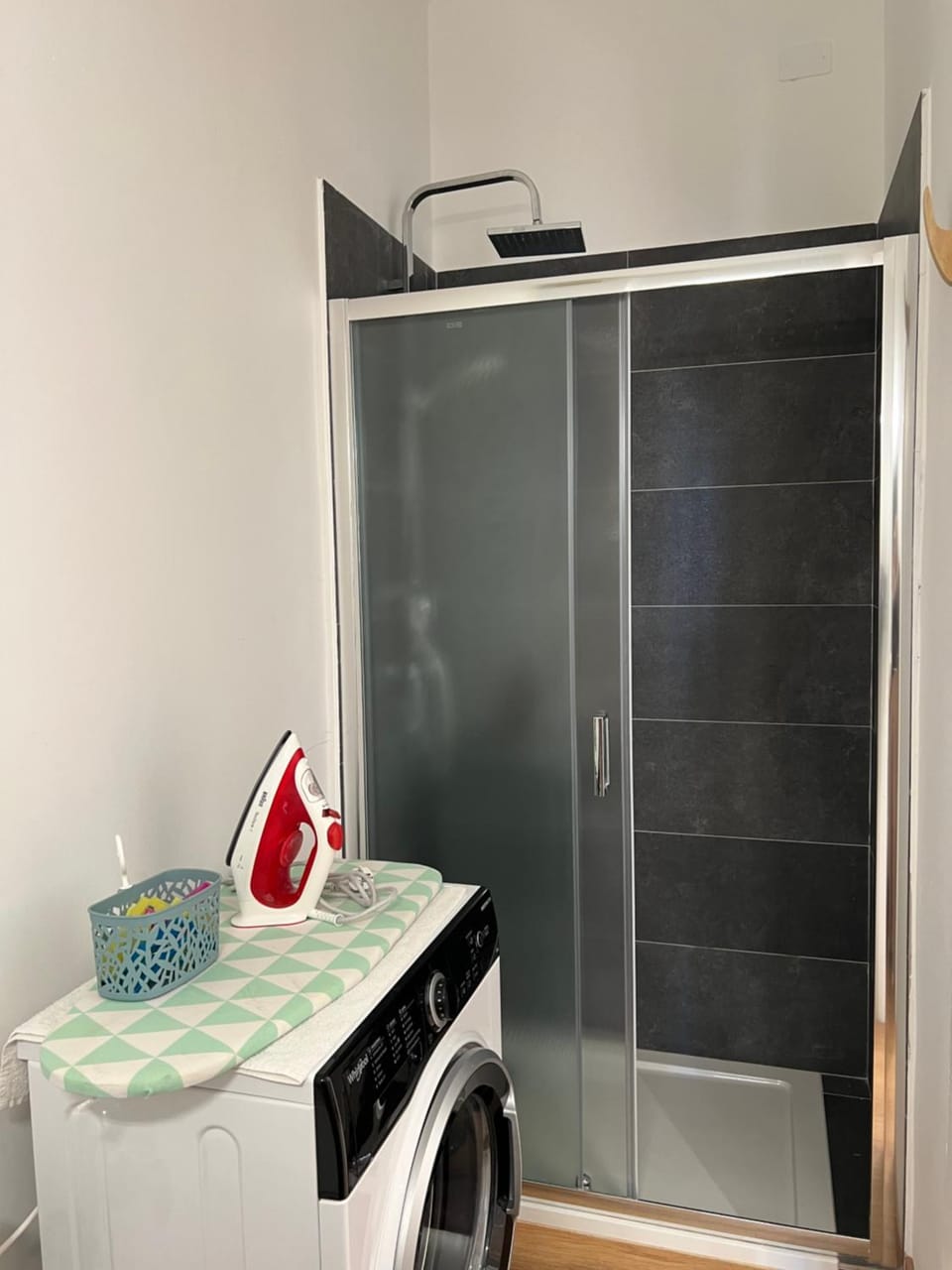 Shower, Toilet, flat iron, washing machine