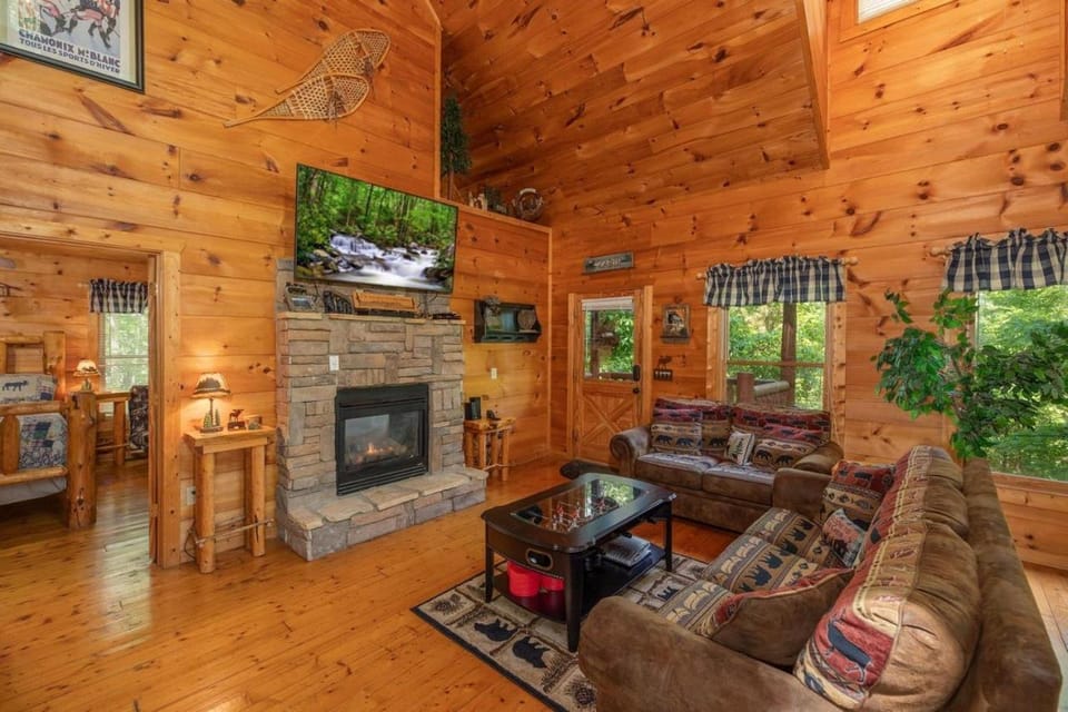 Secluded 2BR Smoky Mountain Cabin Hot Tub Arcade Firepit Sleeps 10, Wi-FI Cabin in Sevier County