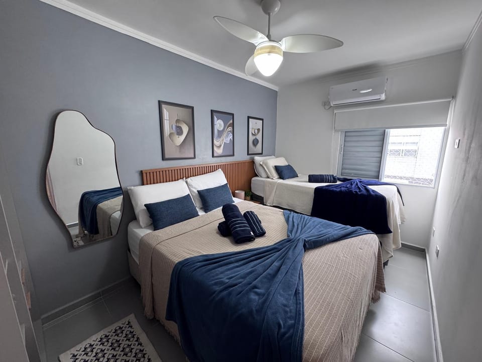 Bed, Photo of the whole room, Bedroom, towels, air conditioner