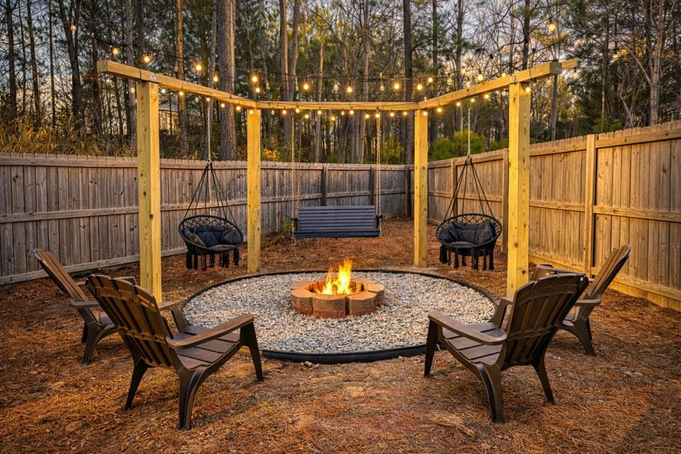 Spa, Beautiful Backyard,4BDR, FirePit, 20 min to FT Bragg House in North Carolina