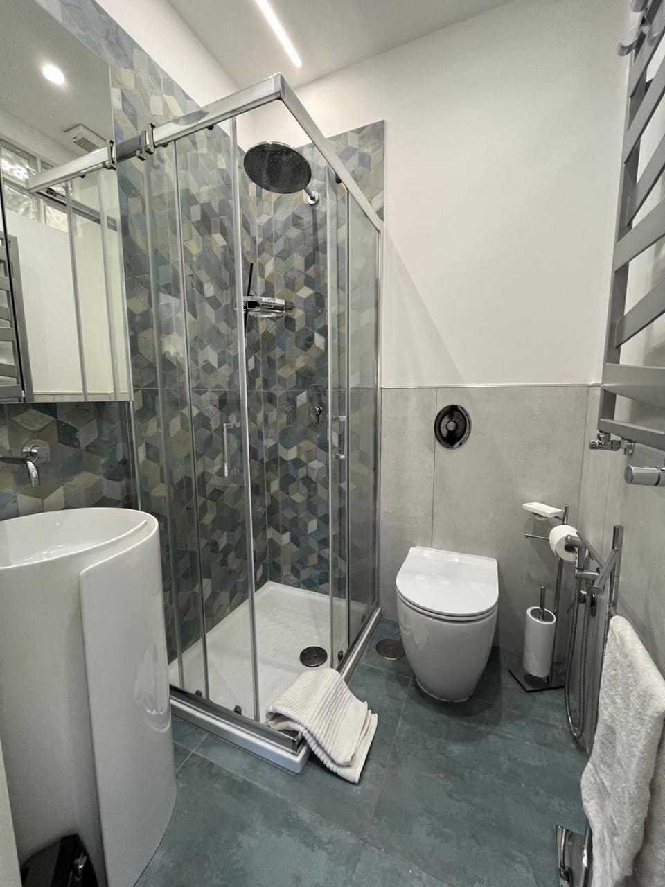 Shower, Toilet, Bathroom, towels