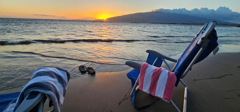 Beach, Mountain view, Sunset