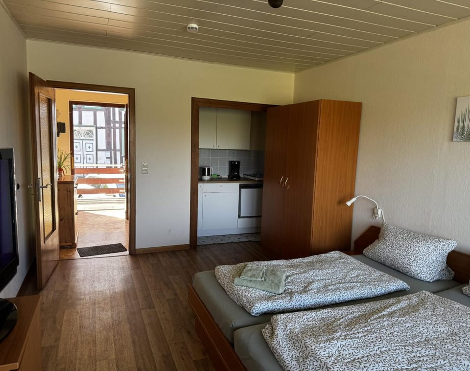 Bed, TV and multimedia, Kitchen or kitchenette, Photo of the whole room, Bedroom