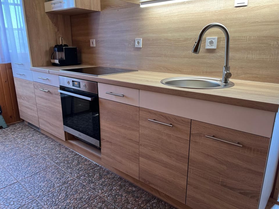 Kitchen or kitchenette, dishwasher, stove