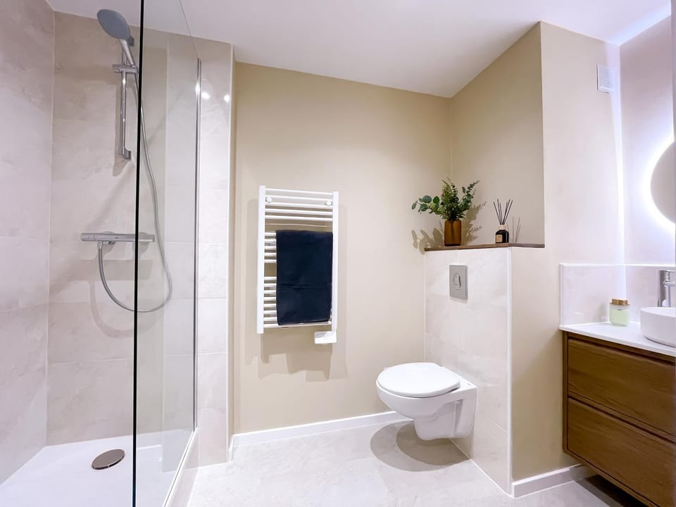 Shower, Toilet, Bathroom, towels