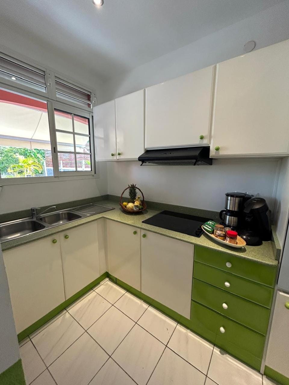 Kitchen or kitchenette, stove, toaster
