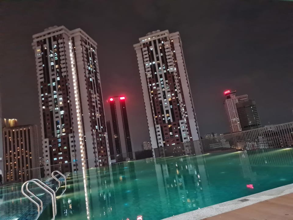 Night, Pool view, Swimming pool