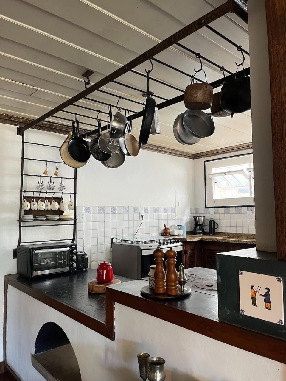 Kitchen or kitchenette, stove