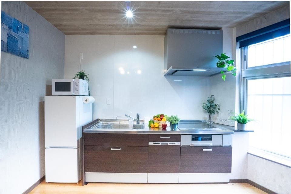 Kitchen or kitchenette, stove