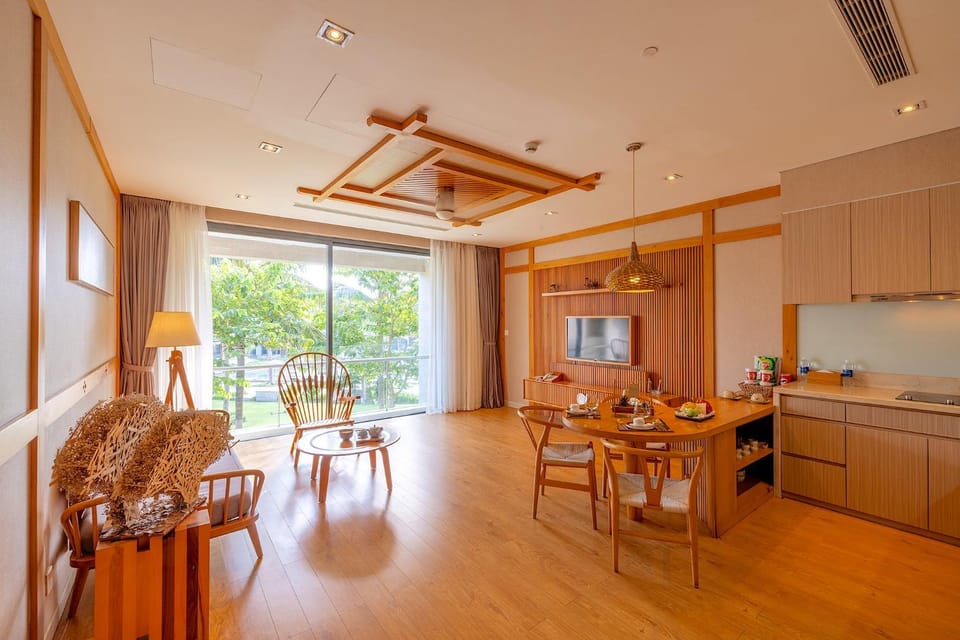 Balcony/Terrace, Living room, Seating area, Garden view, Pool view, kitchen
