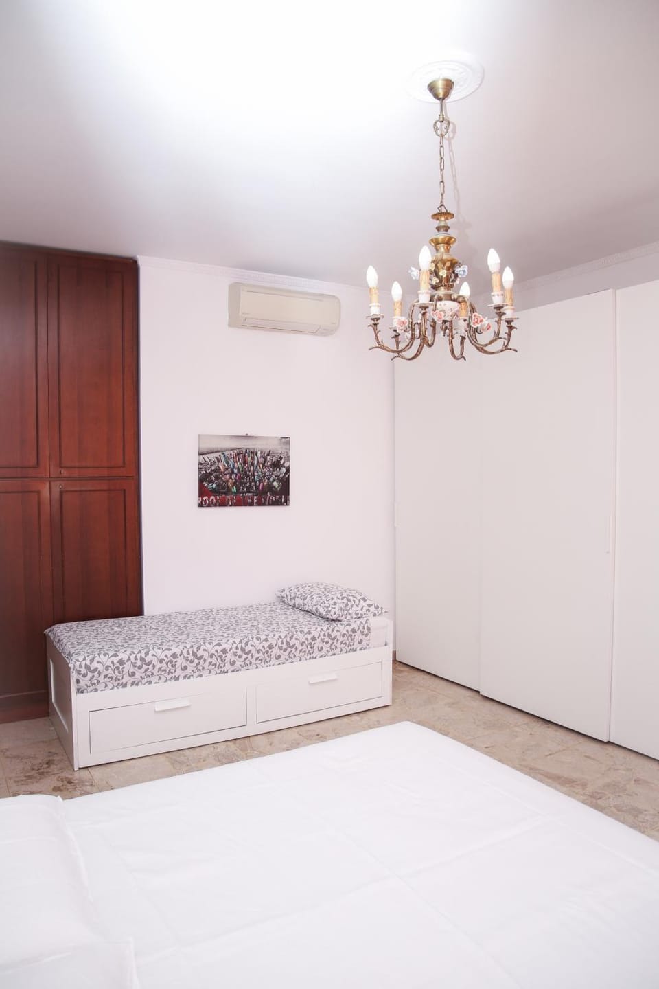 Bed, wardrobe, air conditioner