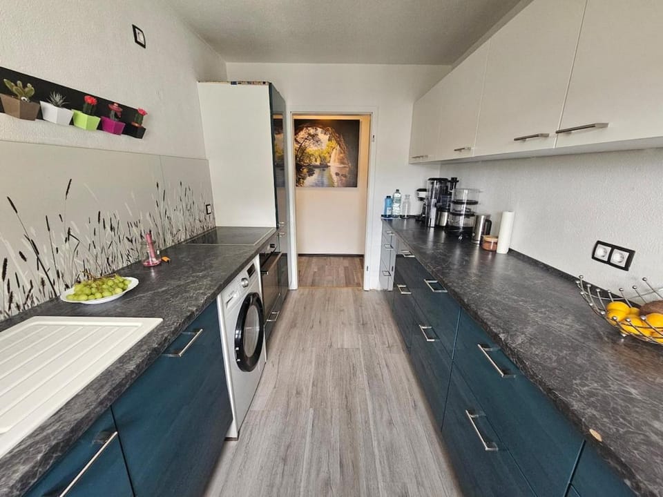 Kitchen or kitchenette, oven, stove, washing machine