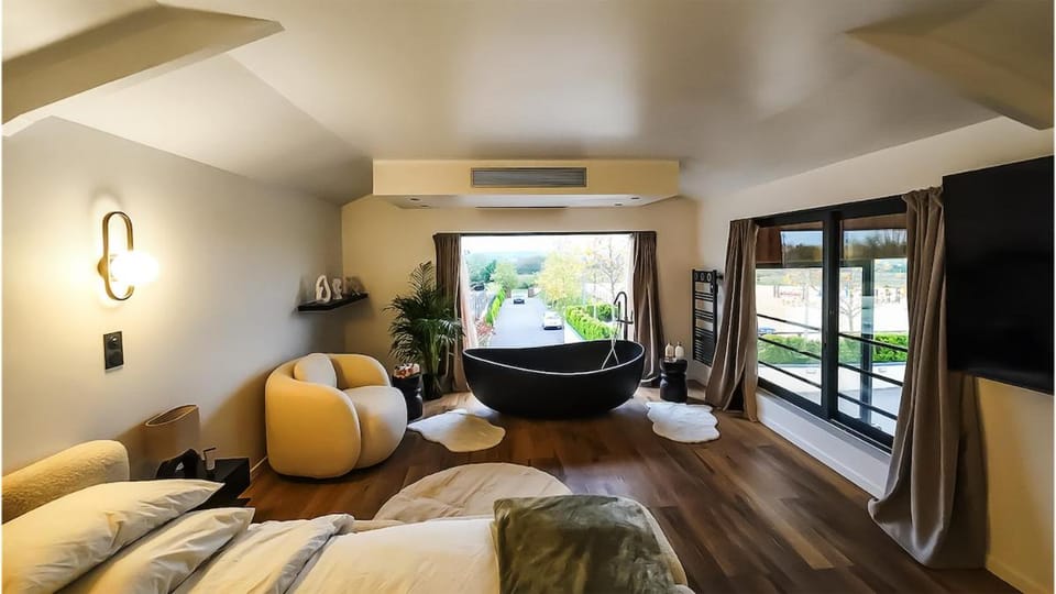 Bed, TV and multimedia, Living room, Photo of the whole room, Bedroom, Bath, air conditioner