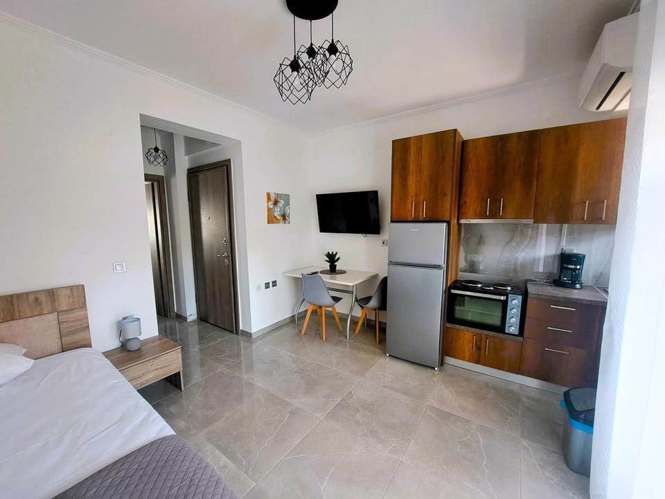 Bed, TV and multimedia, Kitchen or kitchenette, Living room, Photo of the whole room, Seating area, Dining area, Bedroom, oven, stove