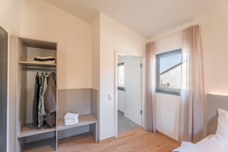 Bed, Photo of the whole room, Bedroom, towels, wardrobe