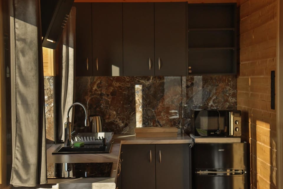 Kitchen or kitchenette, stove