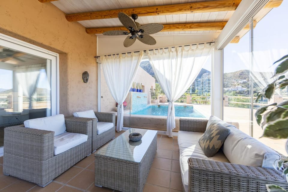 View (from property/room), Balcony/Terrace, Balcony/Terrace, Living room, Pool view, Swimming pool