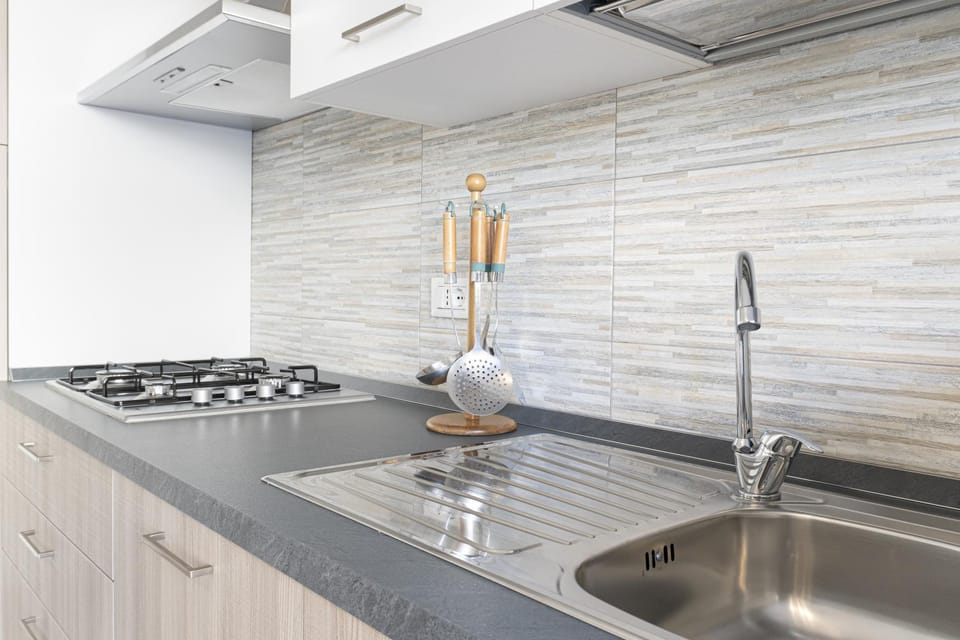 Kitchen or kitchenette, stove