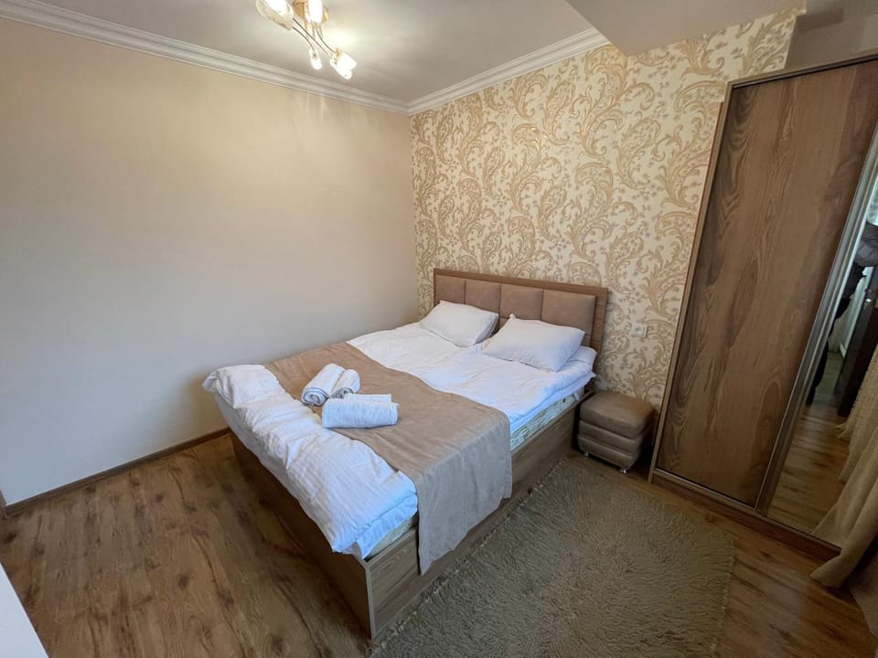 Bed, Photo of the whole room, Bedroom, towels, wardrobe