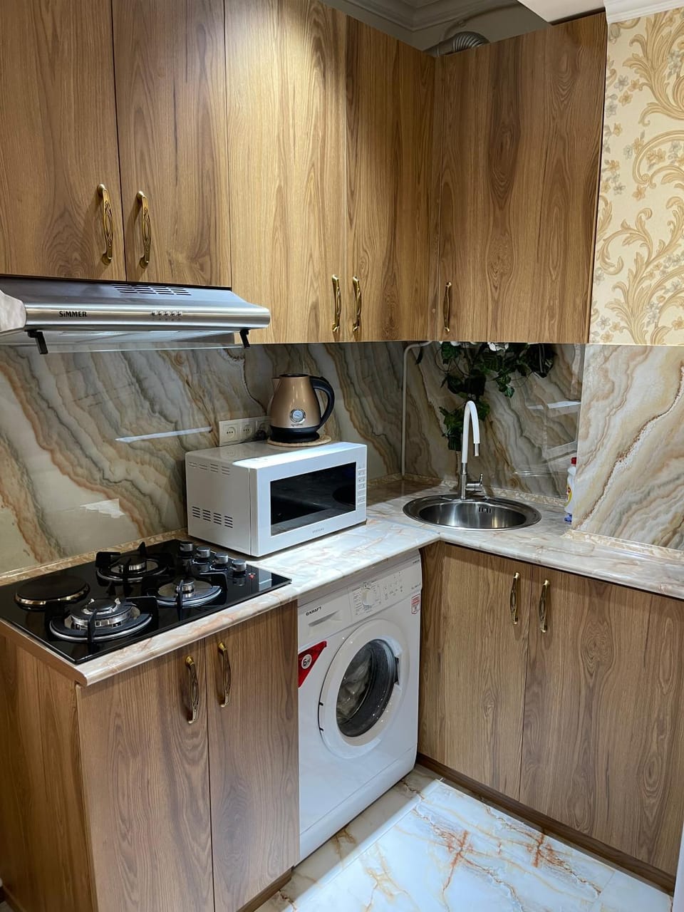 Kitchen or kitchenette, stove