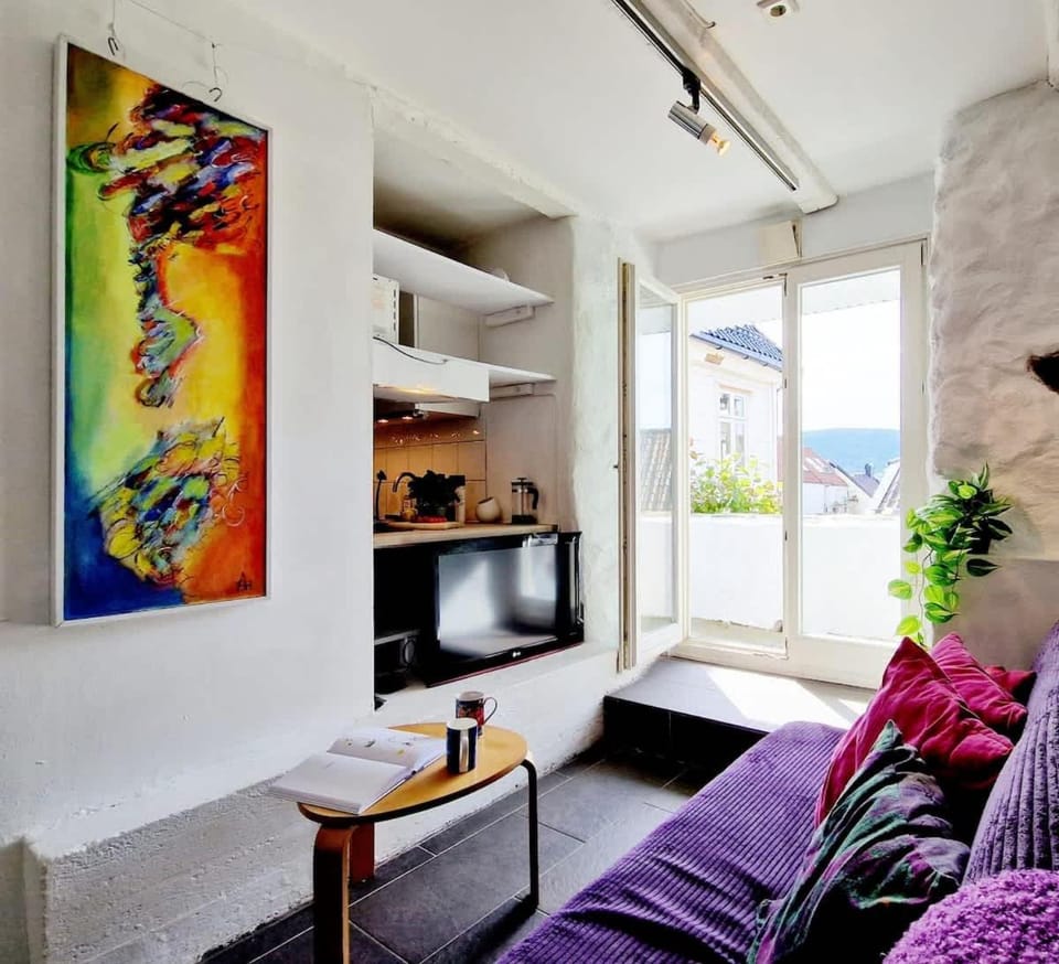 Beautiful condo near Bryggen Balcony Fireplace House in Bergen