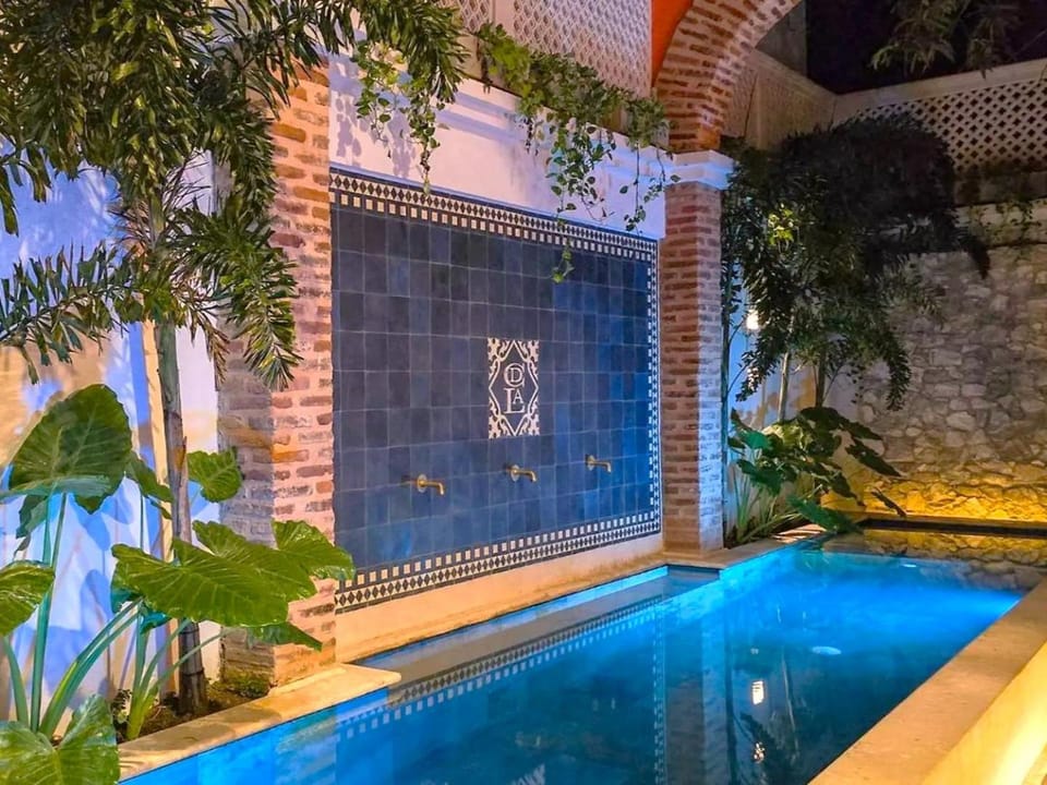 Night, Pool view, Swimming pool