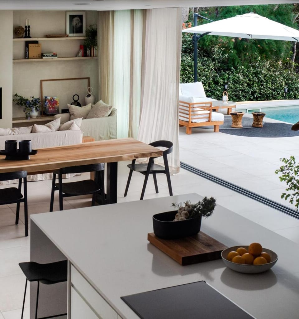 Patio, Living room, Dining area, Pool view, Swimming pool