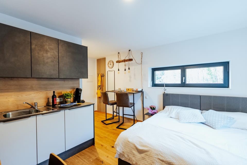 Bed, Kitchen or kitchenette, Photo of the whole room, Dining area, Bedroom