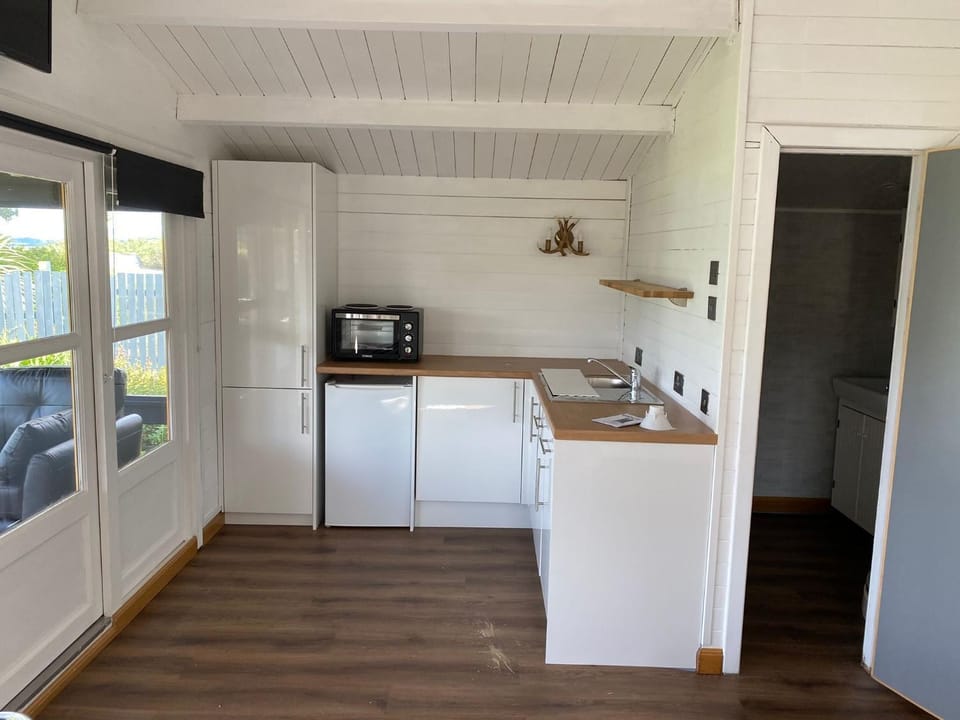 Kitchen or kitchenette, microwave