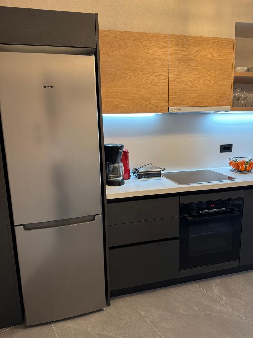 Kitchen or kitchenette, oven, stove