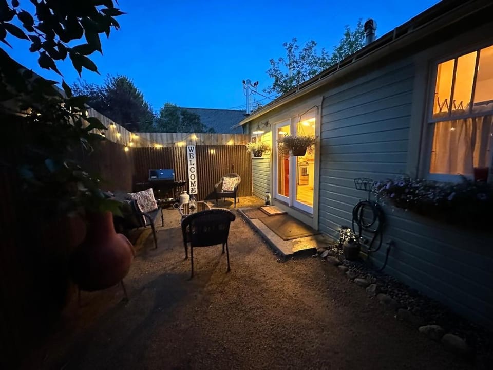 Property building, Patio, Night, Garden