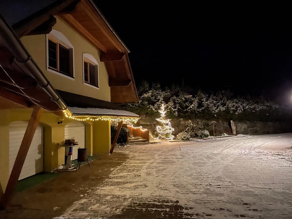 Property building, Night, Winter