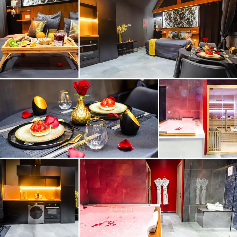 Kitchen or kitchenette, Living room, Food and drinks, Seating area, Food