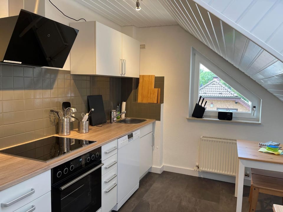 Kitchen or kitchenette, oven, stove