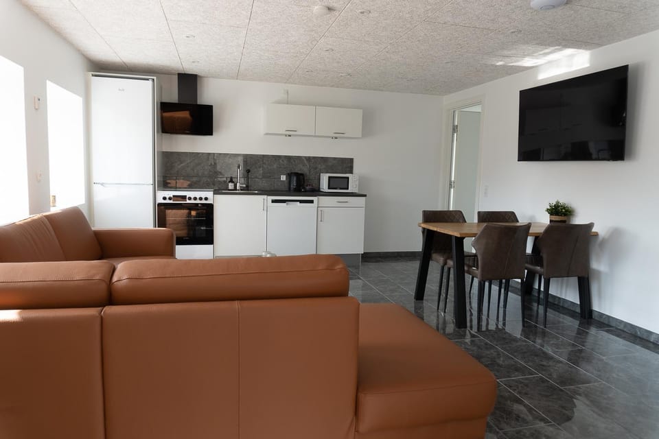 Kitchen or kitchenette, Living room, Dining area, oven, stove