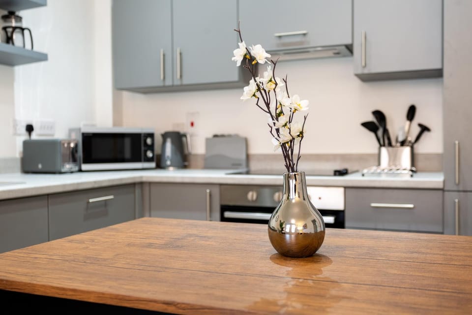 Coffee/tea facilities, Kitchen or kitchenette, stove, toaster