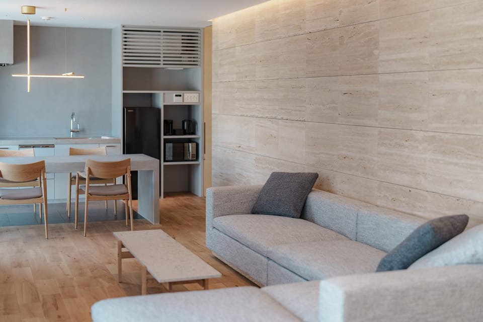Kitchen or kitchenette, Living room, Dining area