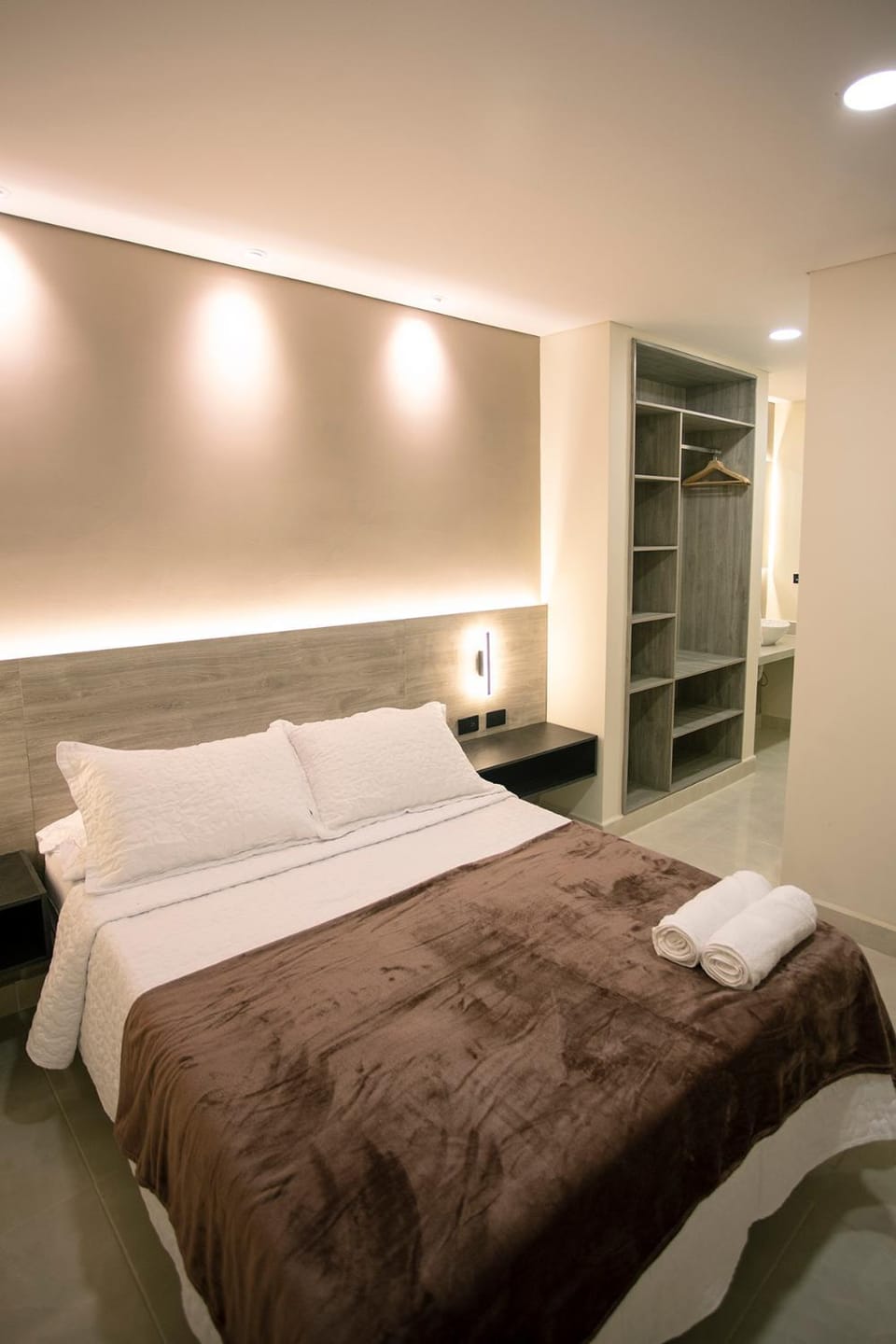 Bed, Photo of the whole room, Bedroom, towels, wardrobe