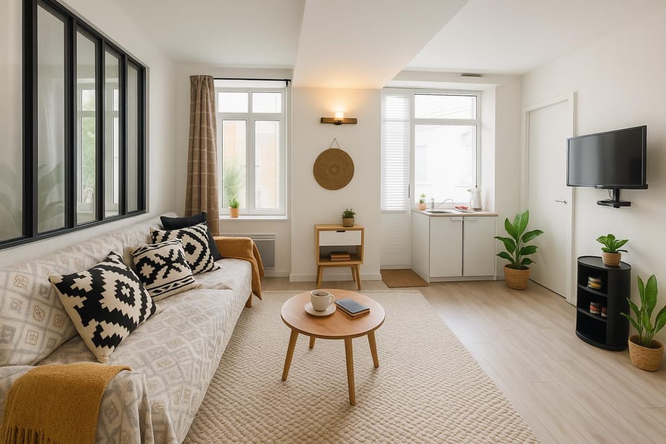 Property building, Day, Bathroom, TV and multimedia, Kitchen or kitchenette, Living room, Lounge or bar, Seating area, Diving, Seasons, toaster, washing machine