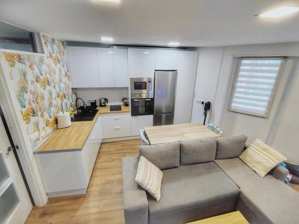 Kitchen or kitchenette, Living room, Dining area, oven, stove, toaster