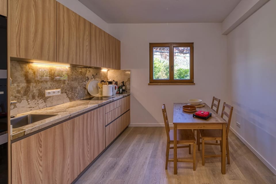Kitchen or kitchenette, Dining area, stove