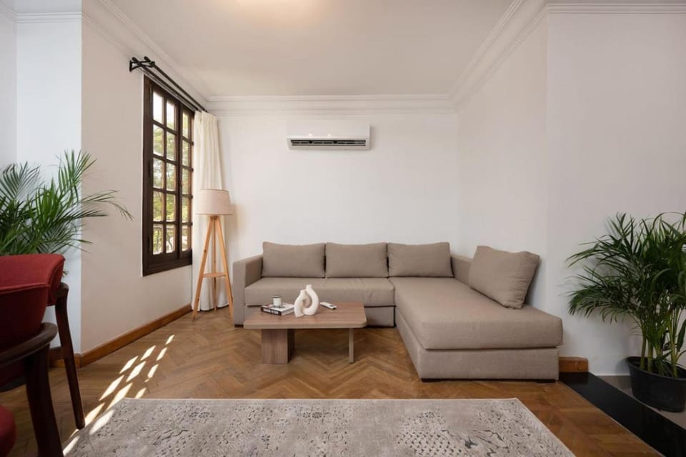 Living room, Seating area, towels, air conditioner