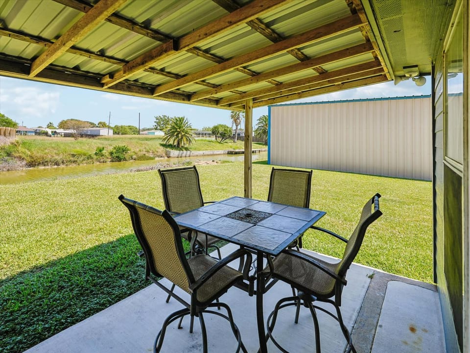 Patio, Seating area, River view