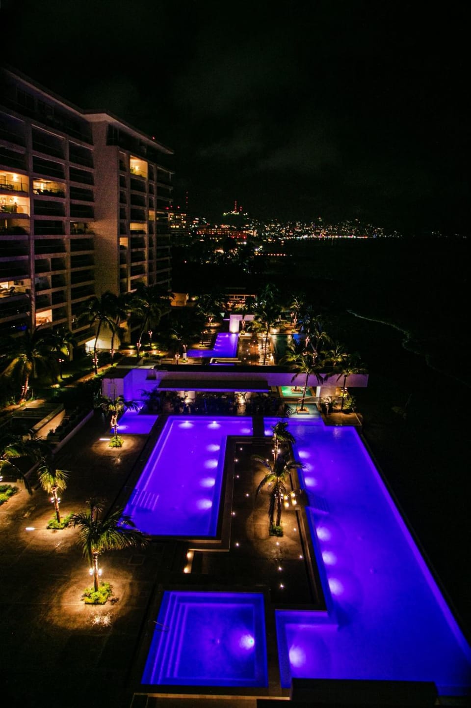 Night, Bird's eye view, City view, Pool view, Swimming pool